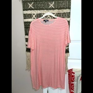 Missguided Pink striped Oversized T-Shirt Dress.